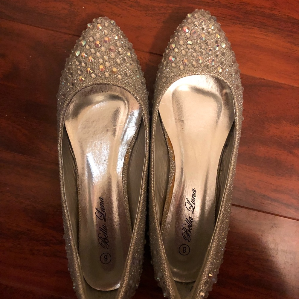 Silver dazzled heels